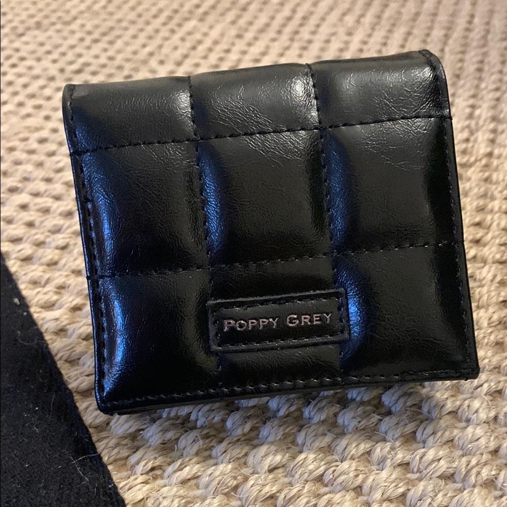 Poppy Grey Black Quilted Wallet